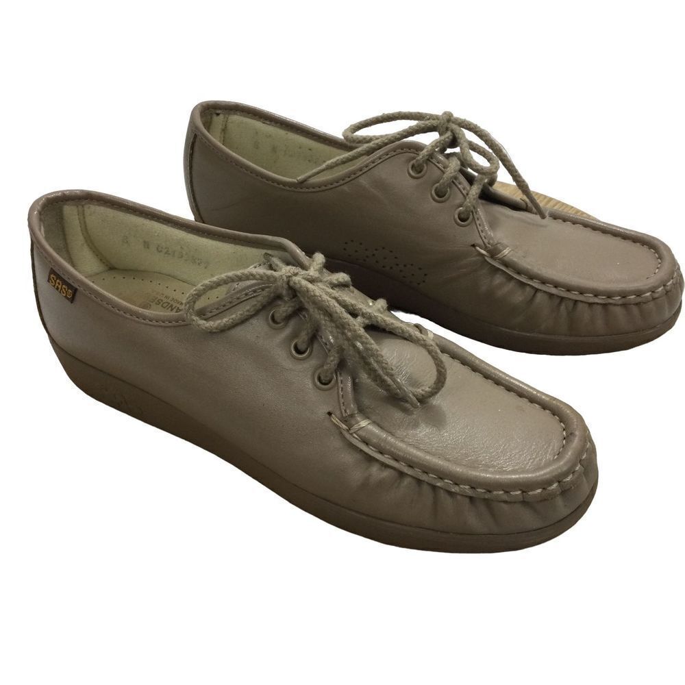 SAS Siesta Womens Leather Lace Up Oxfords Hand Sewn Shoes Brown Size 8 N USA